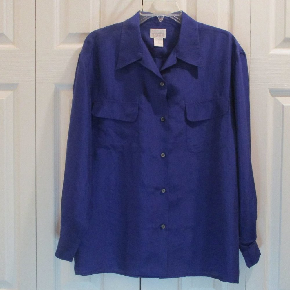 Silk Button Front Blouse sz M Purple